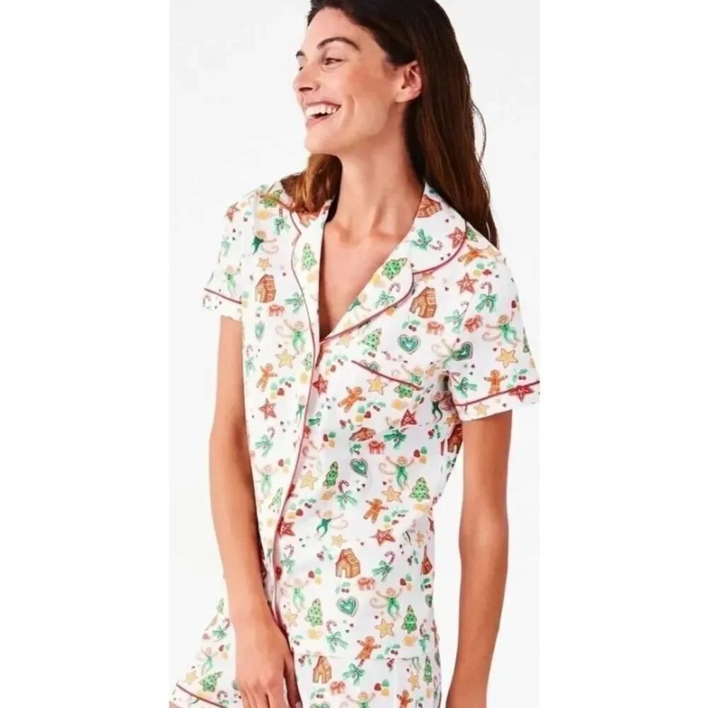 Roller Rabbit RARE Gingerbread Party Polo Pajama Top Women’s Sz. S